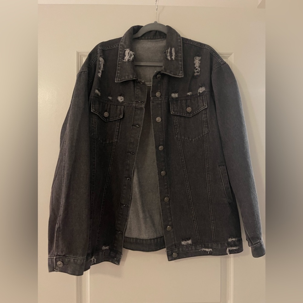 Oversized black jean jacket